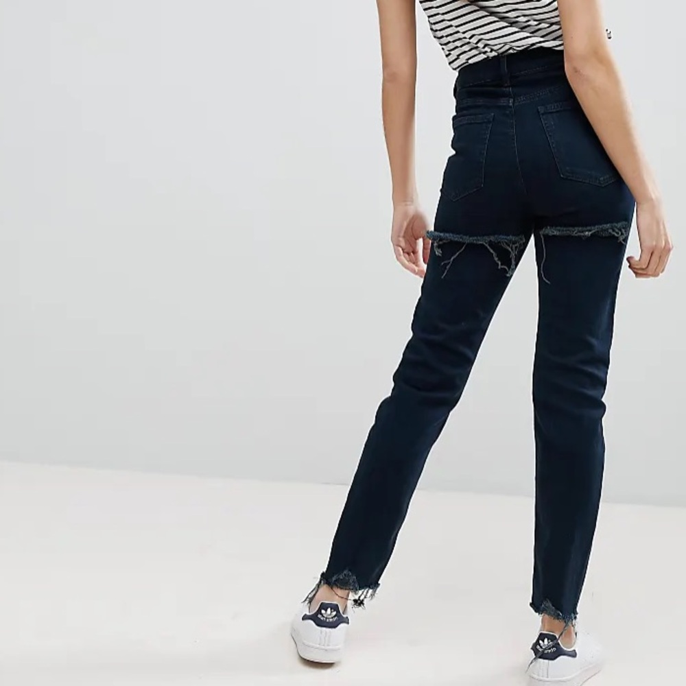 ASOS high rise slim mom jeans w/bum rips